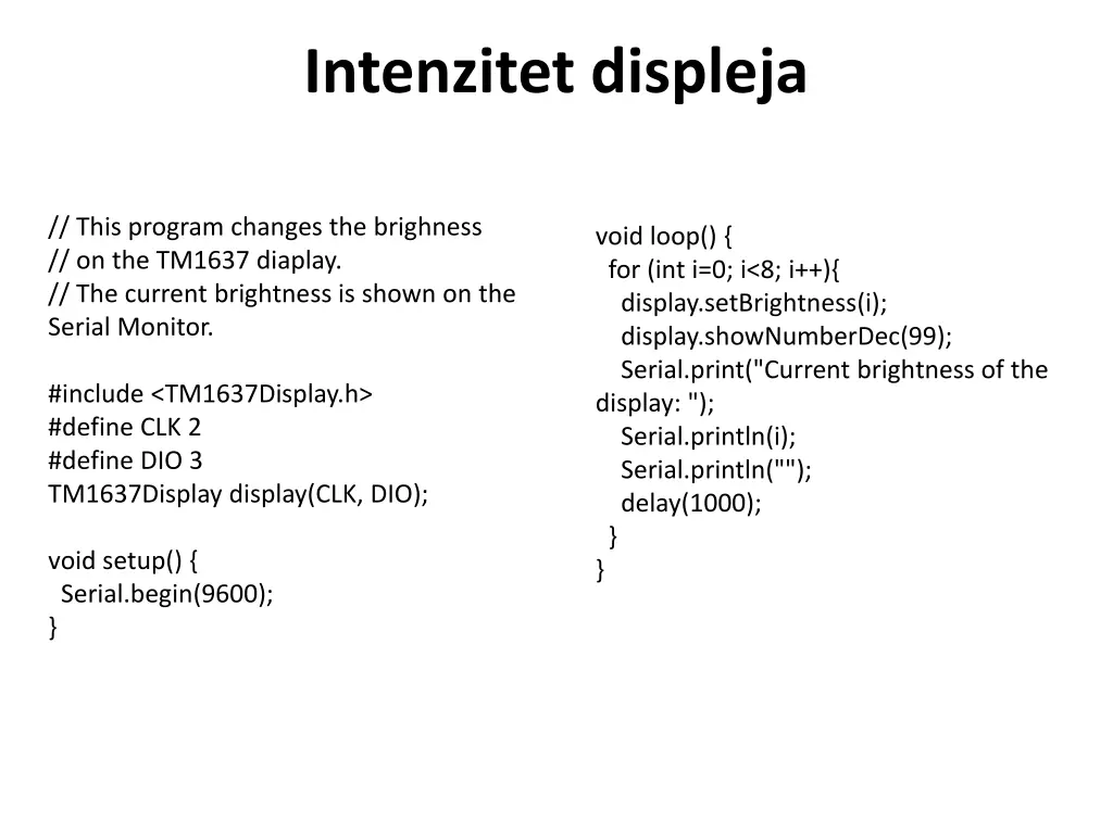intenzitet displeja