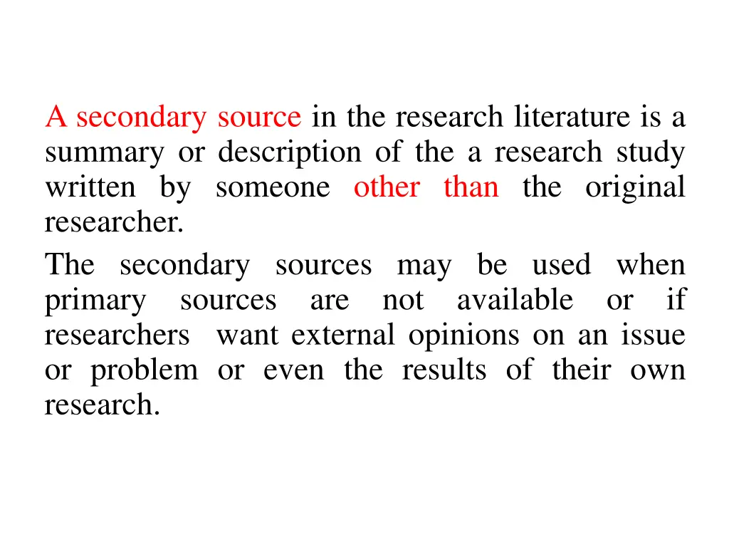 a secondary source in the research literature