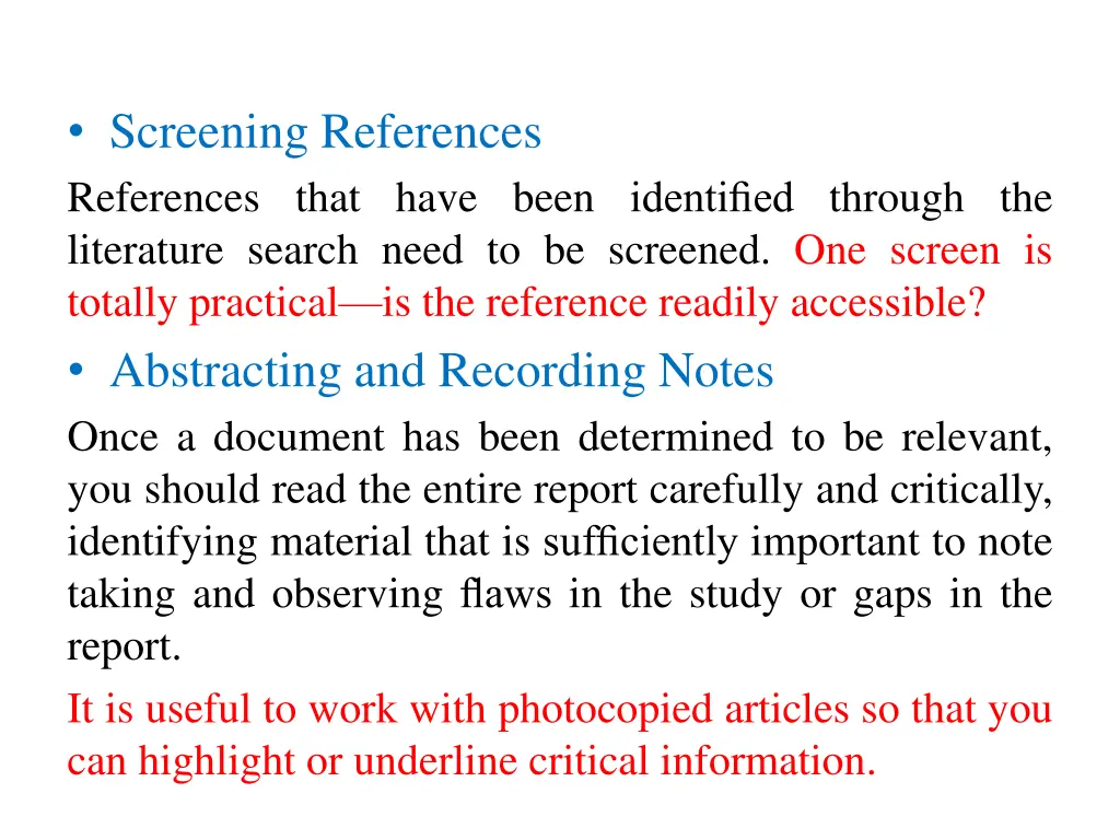 screening references references that have been