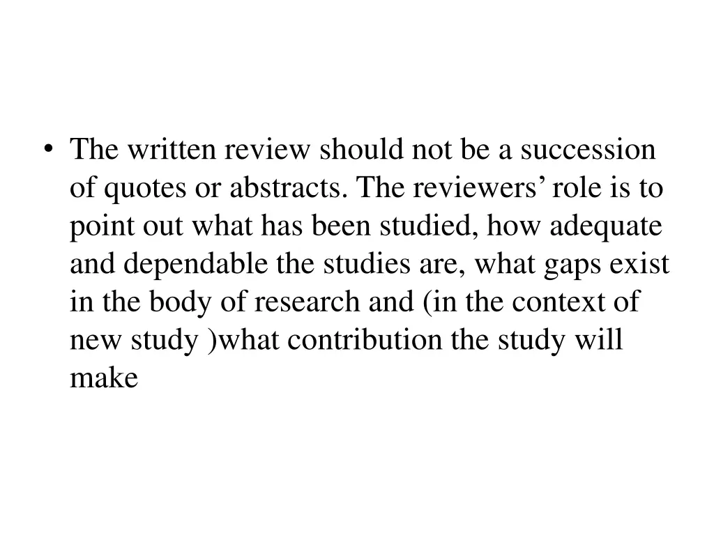 the written review should not be a succession