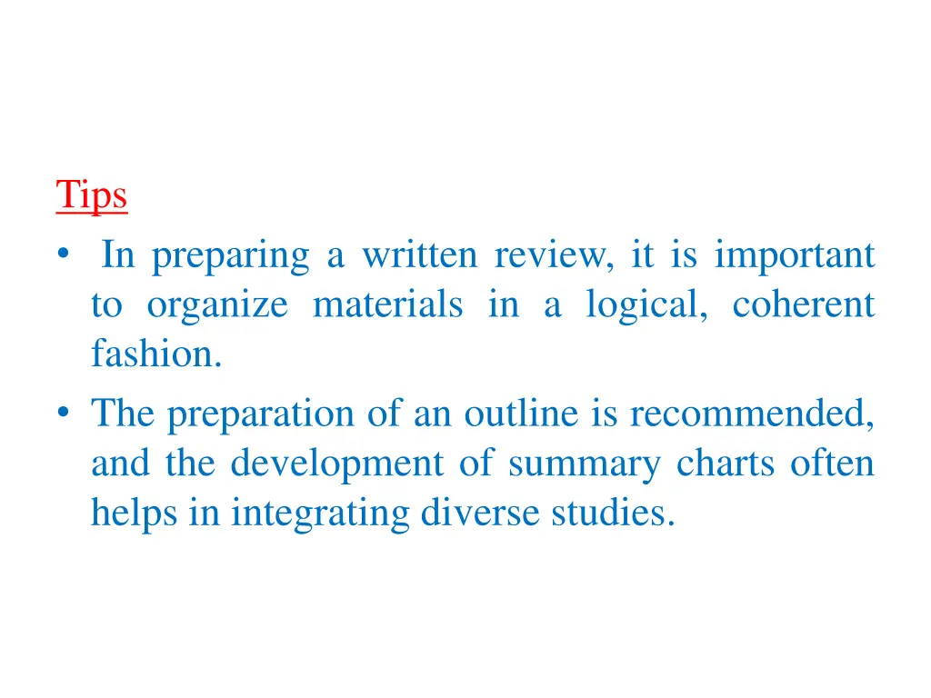 tips in preparing a written review