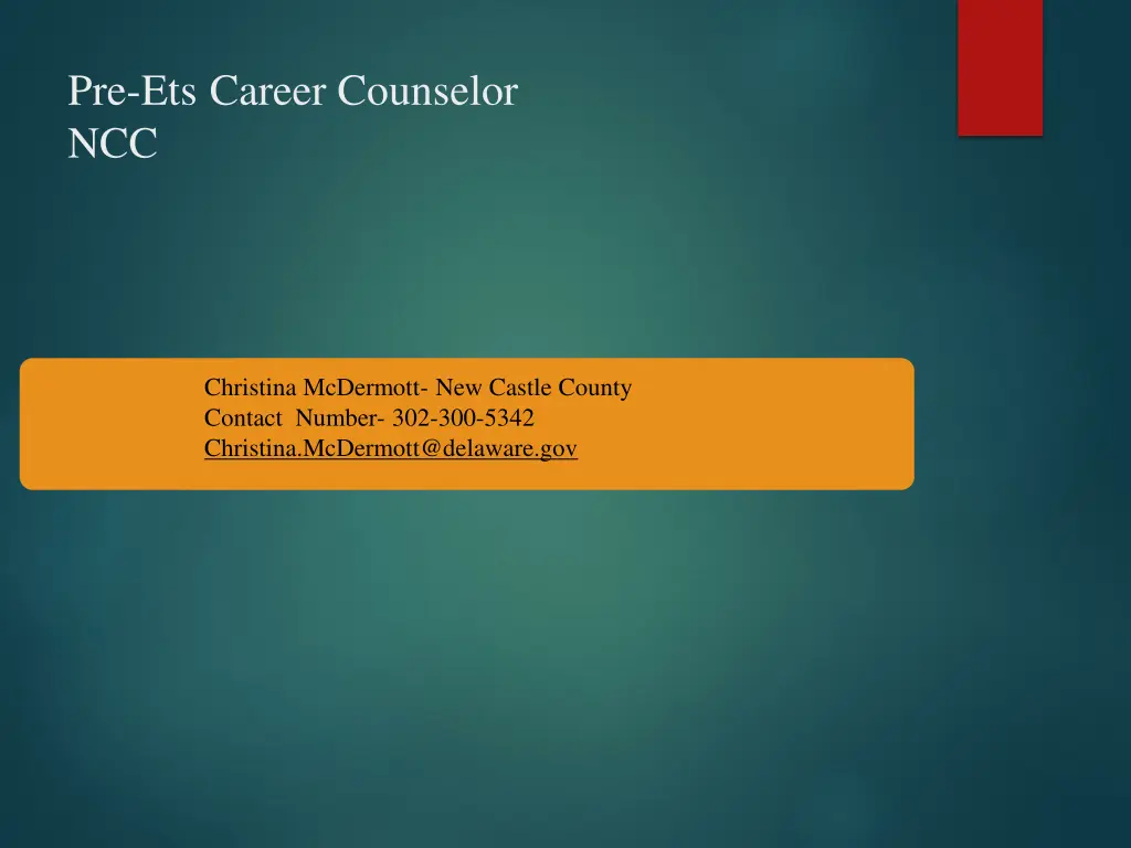 pre ets career counselor ncc