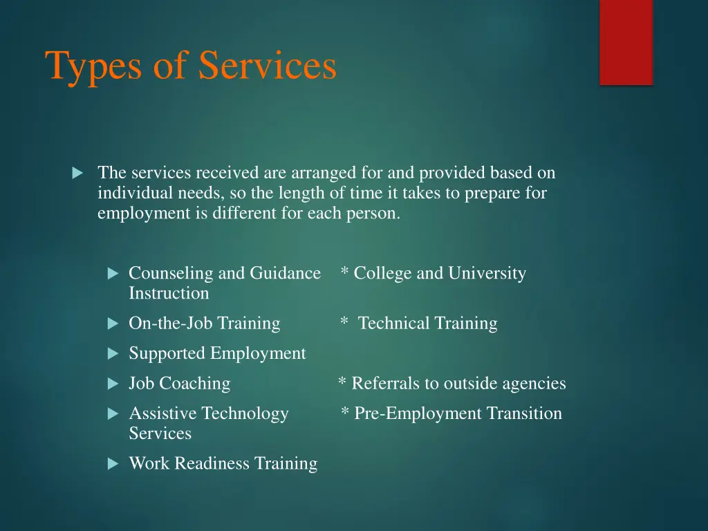 types of services