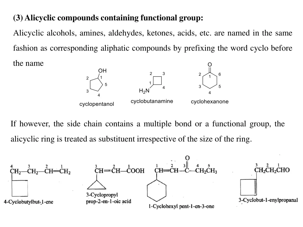 3 alicyclic compounds containing functional group