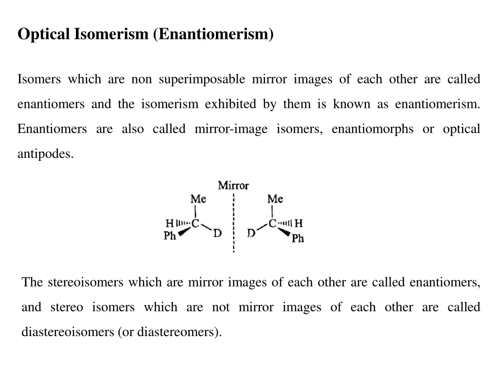 optical isomerism enantiomerism
