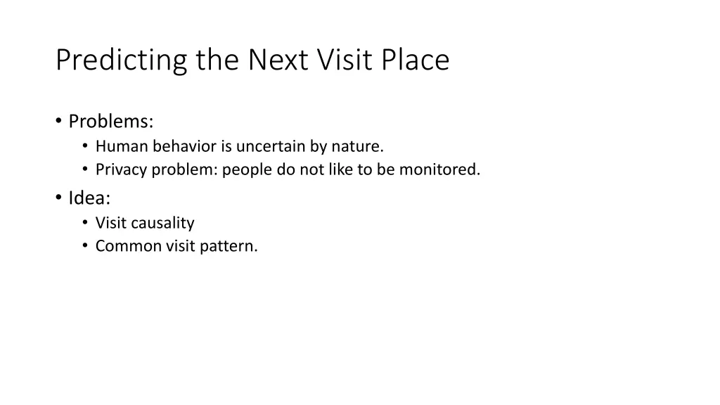 predicting the next visit place
