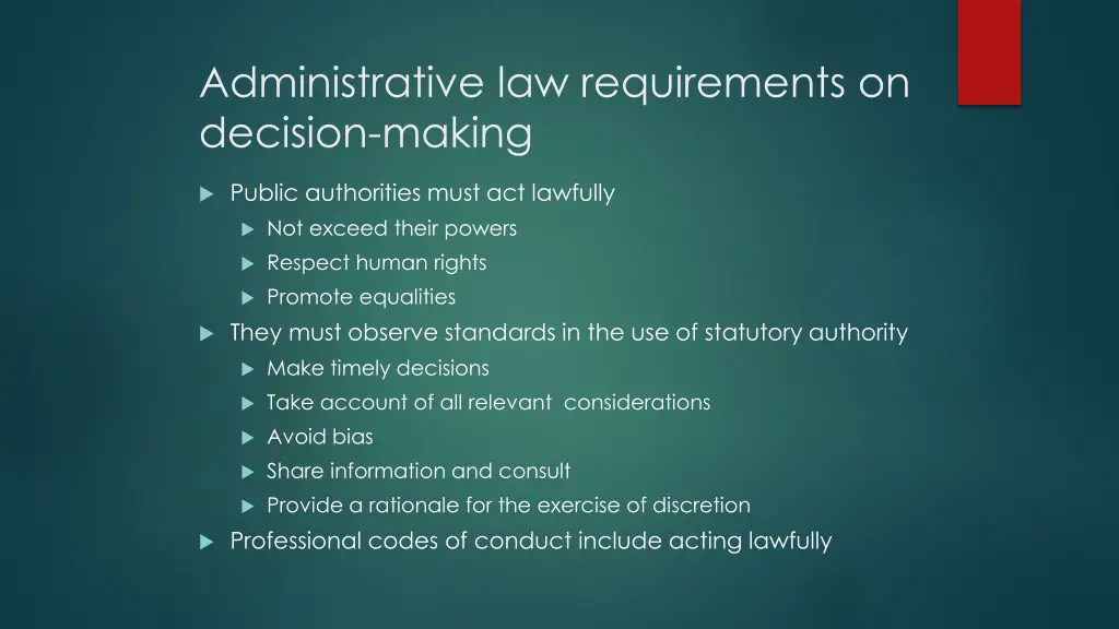 administrative law requirements on decision making