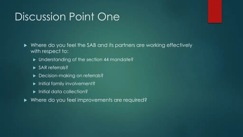 discussion point one