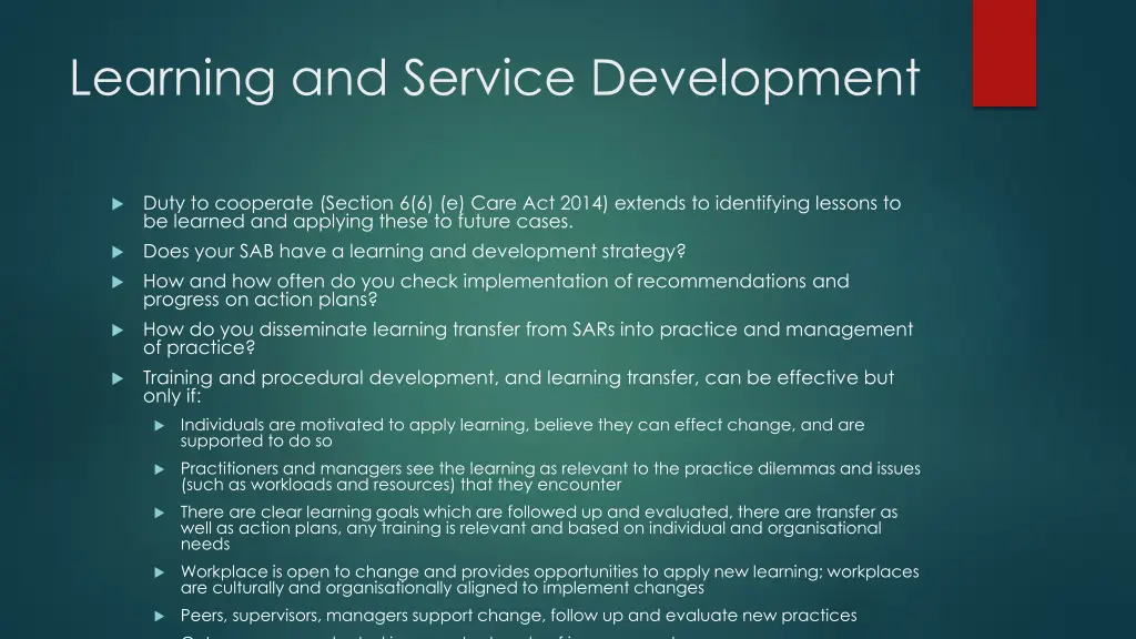 learning and service development