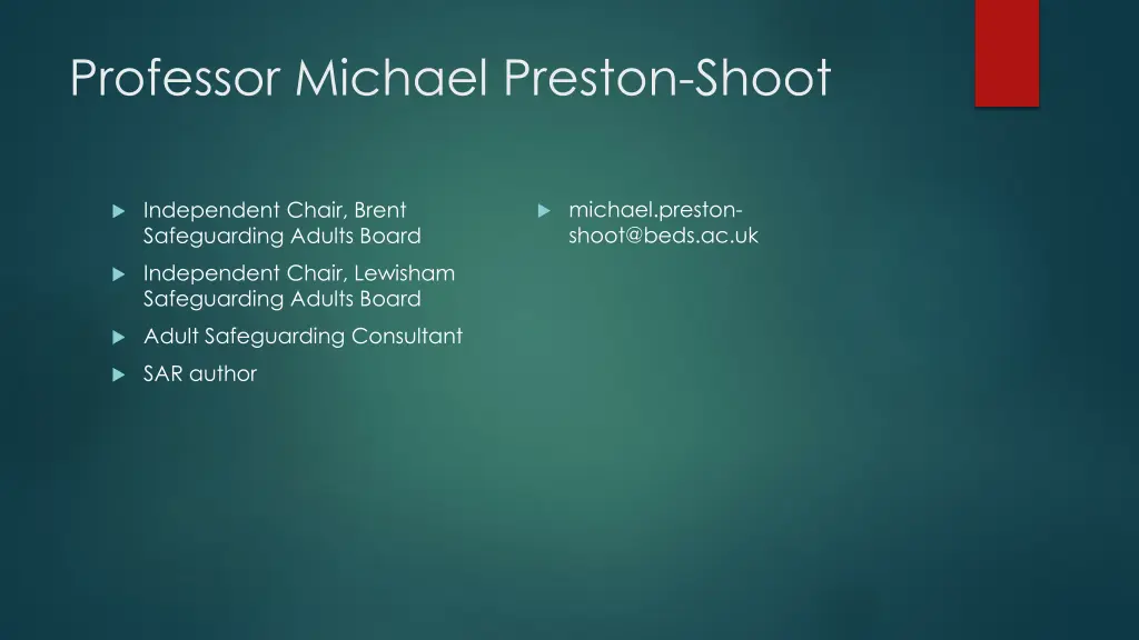 professor michael preston shoot