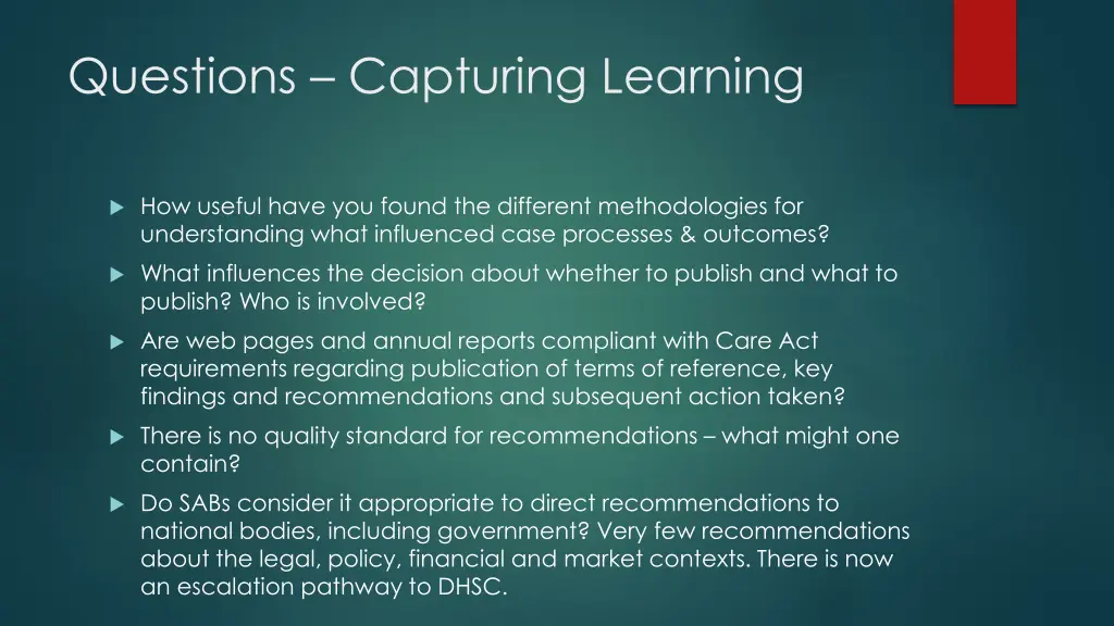 questions capturing learning