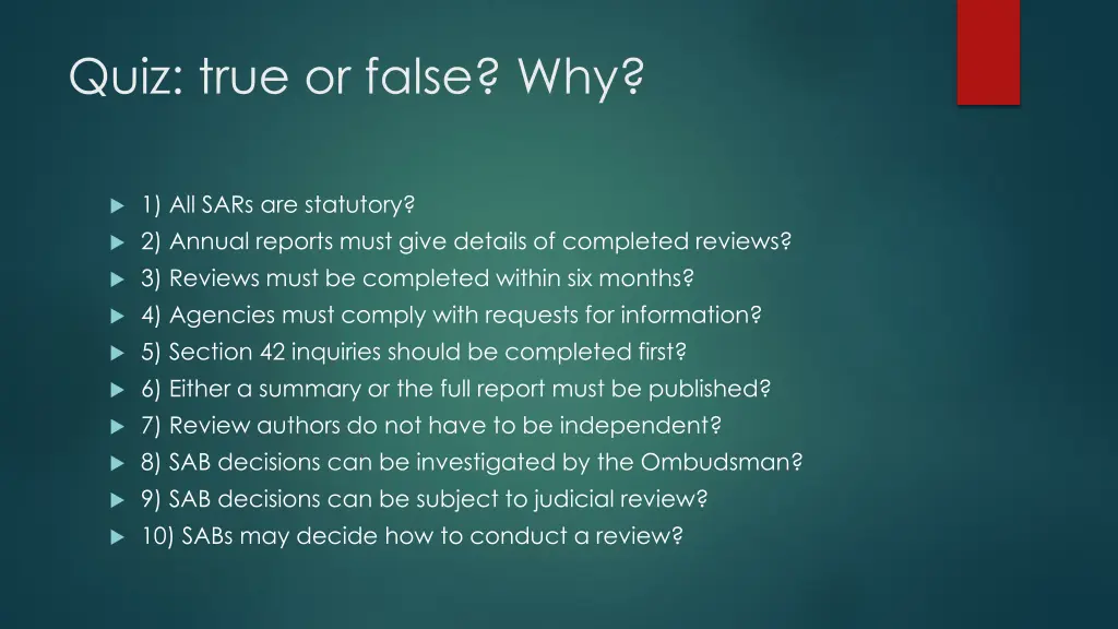 quiz true or false why