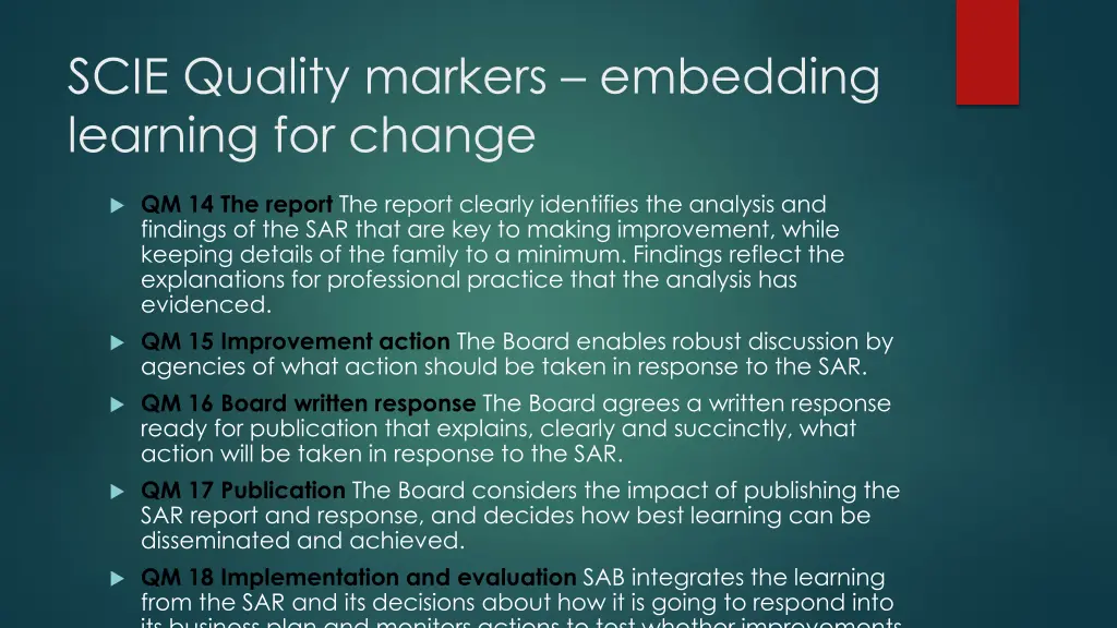 scie quality markers embedding learning for change