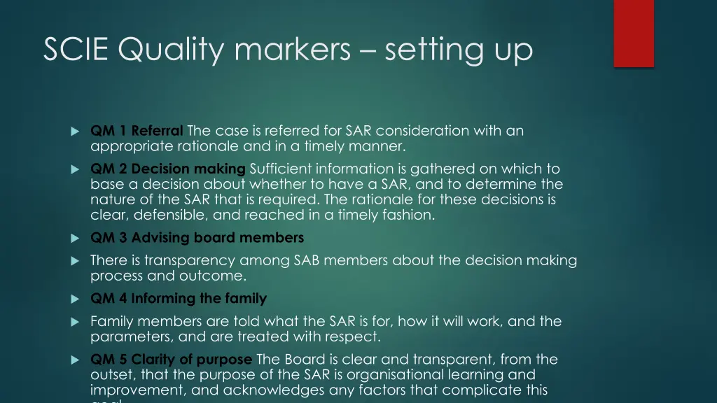 scie quality markers setting up