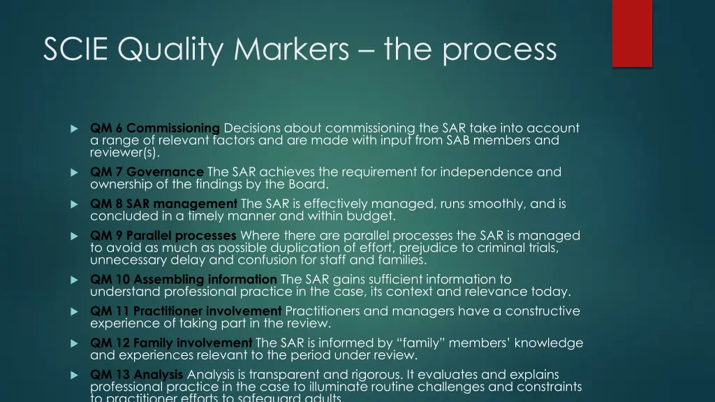 scie quality markers the process