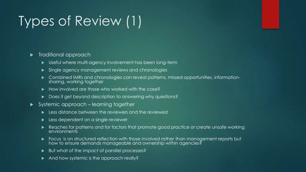types of review 1