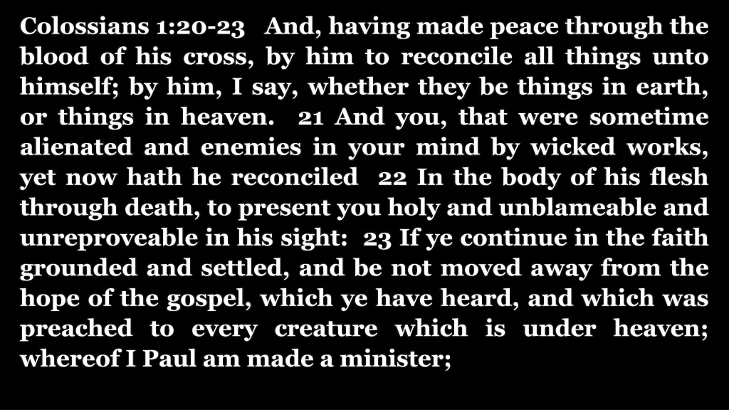 colossians 1 20 23 and having made peace through
