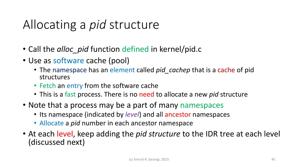 allocating a pid structure