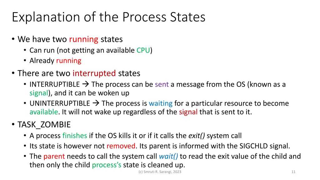 explanation of the process states