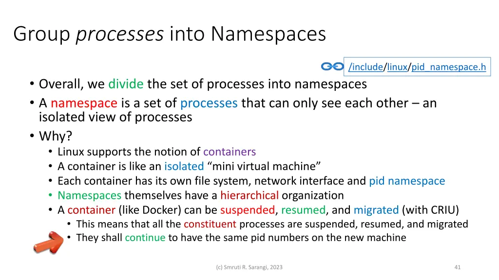 group processes into namespaces