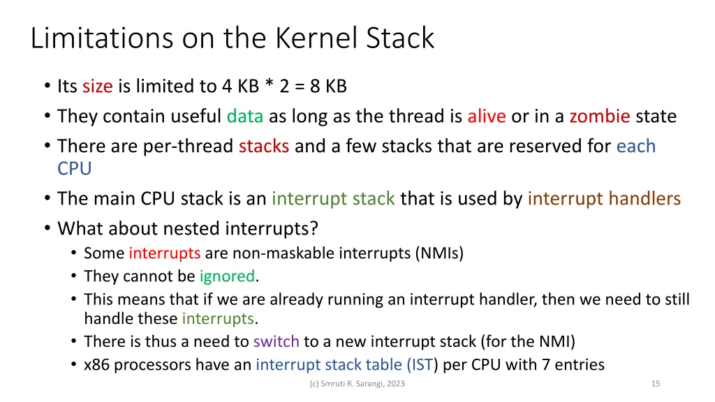limitations on the kernel stack