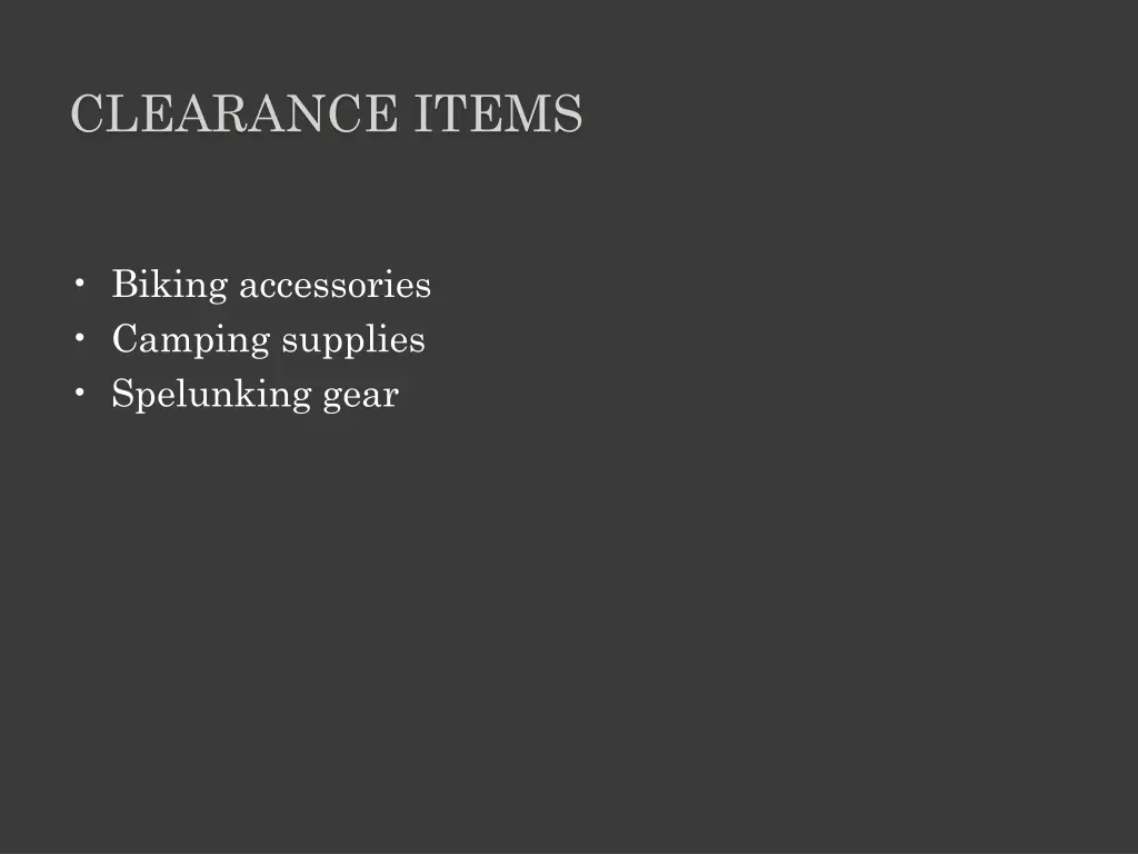 clearance items