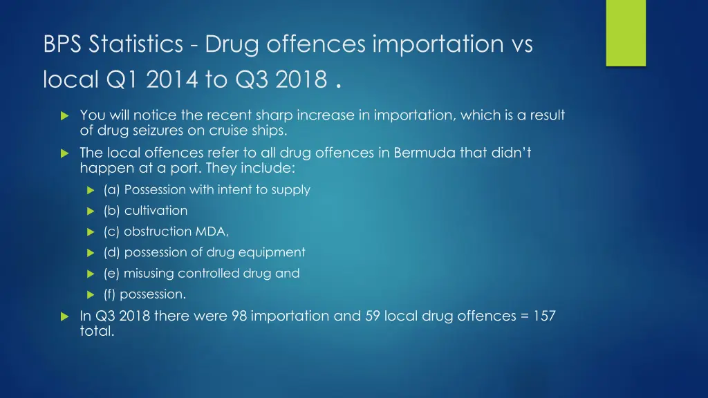 bps statistics drug offences importation vs local