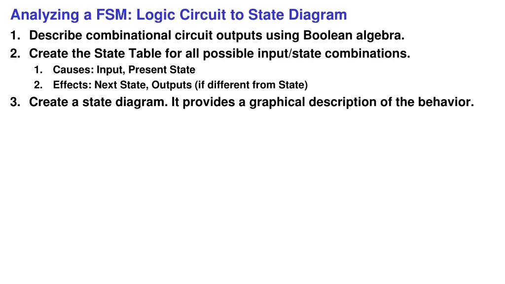 analyzing a fsm logic circuit to state diagram