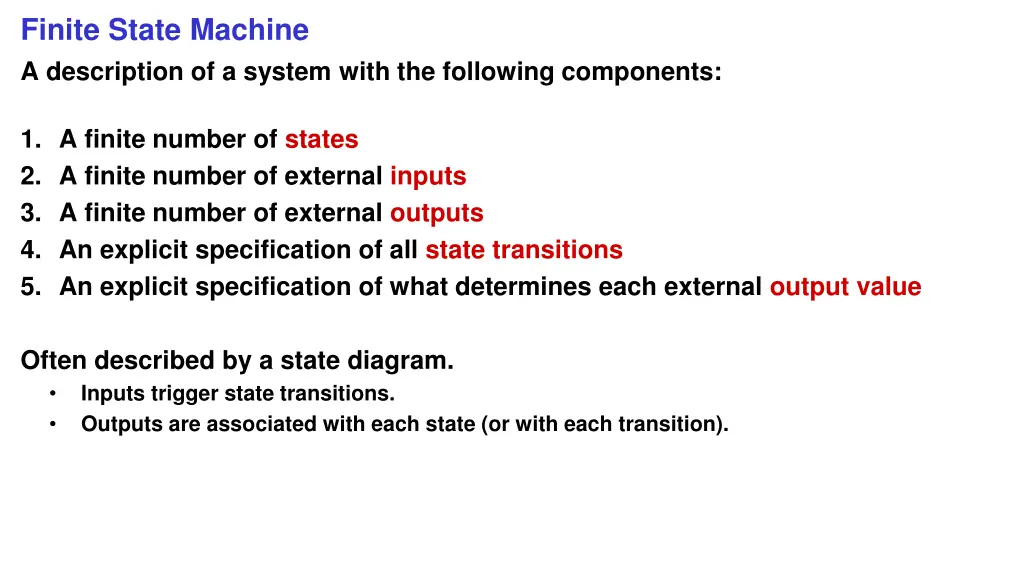 finite state machine a description of a system