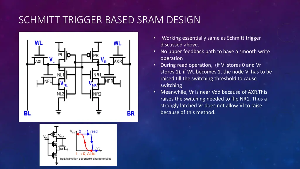 schmitt trigger based sram design 1