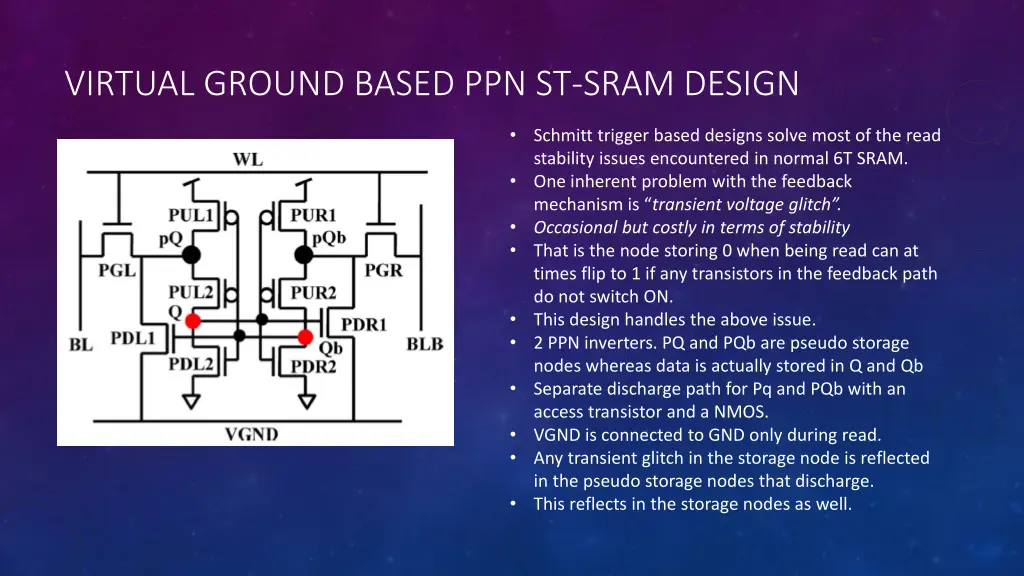 virtual ground based ppn st sram design