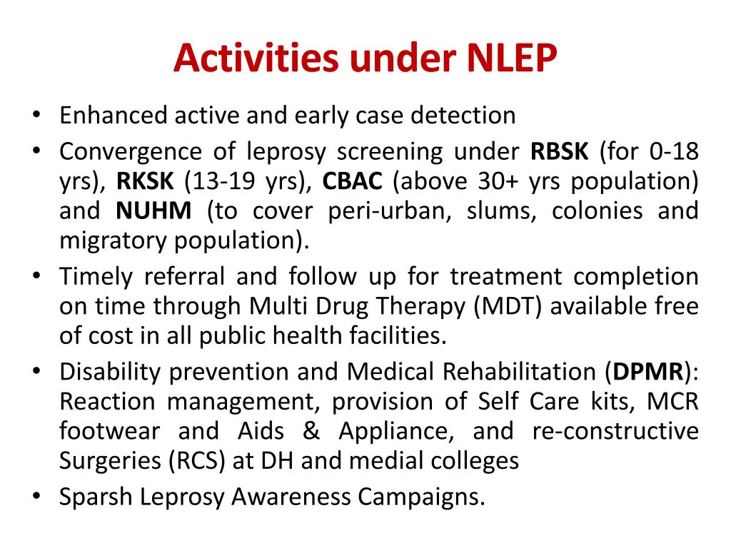 activities under nlep