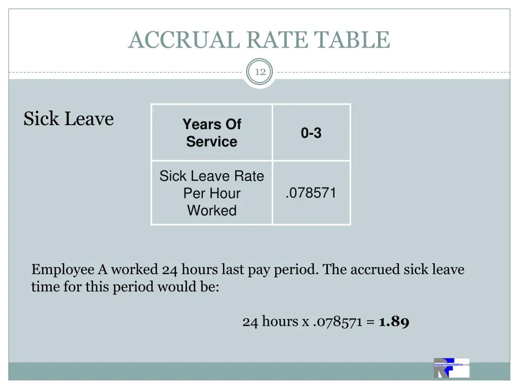 accrual rate table
