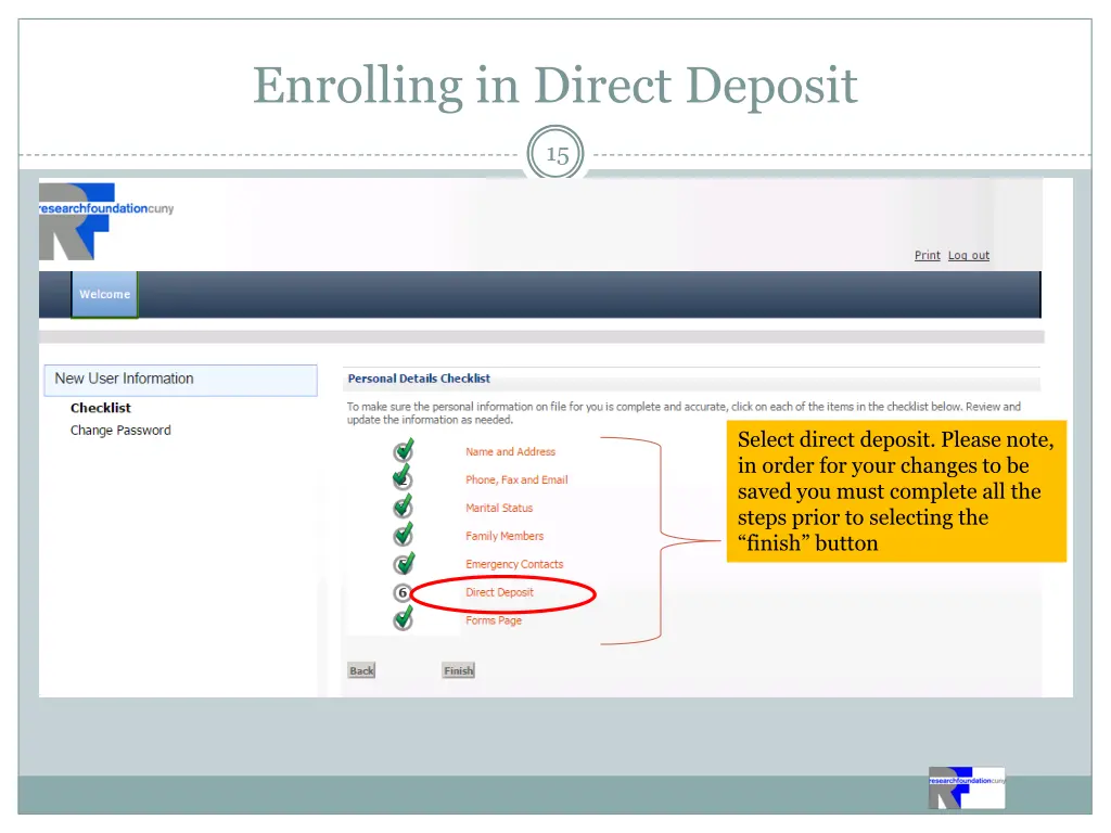 enrolling in direct deposit 2