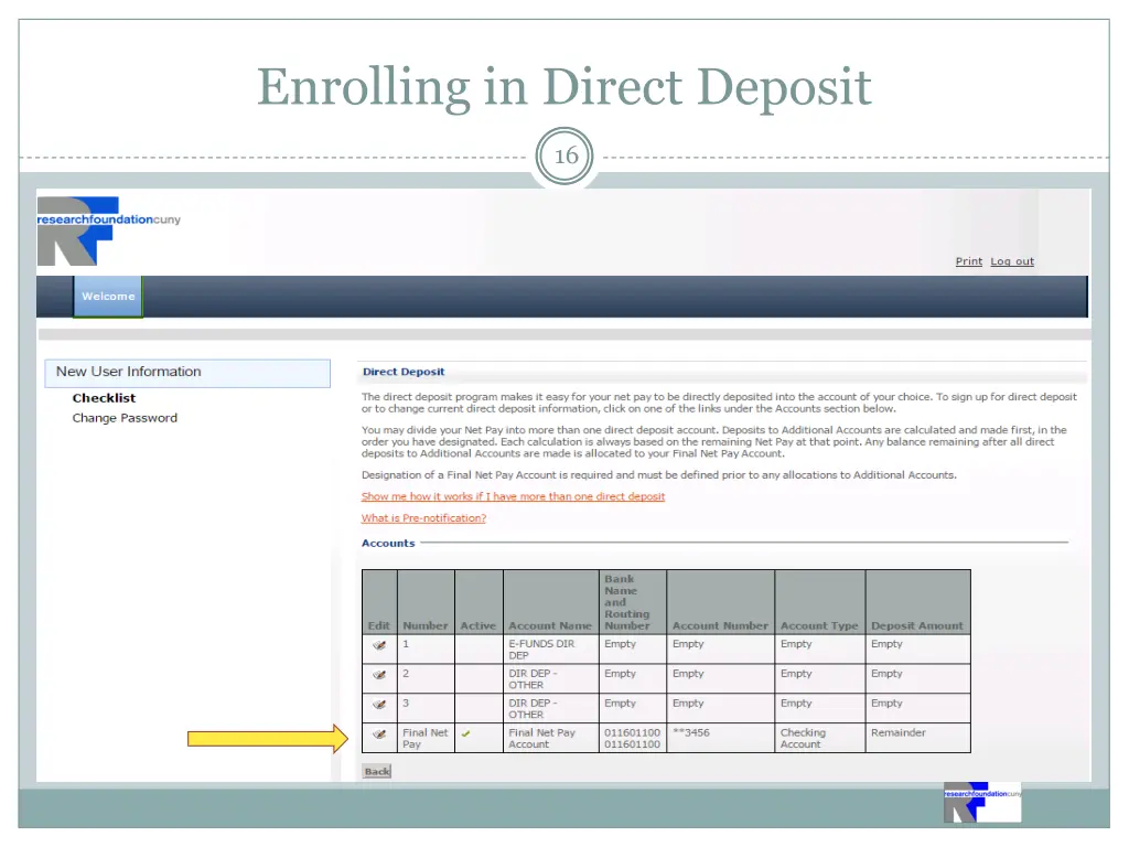 enrolling in direct deposit 3