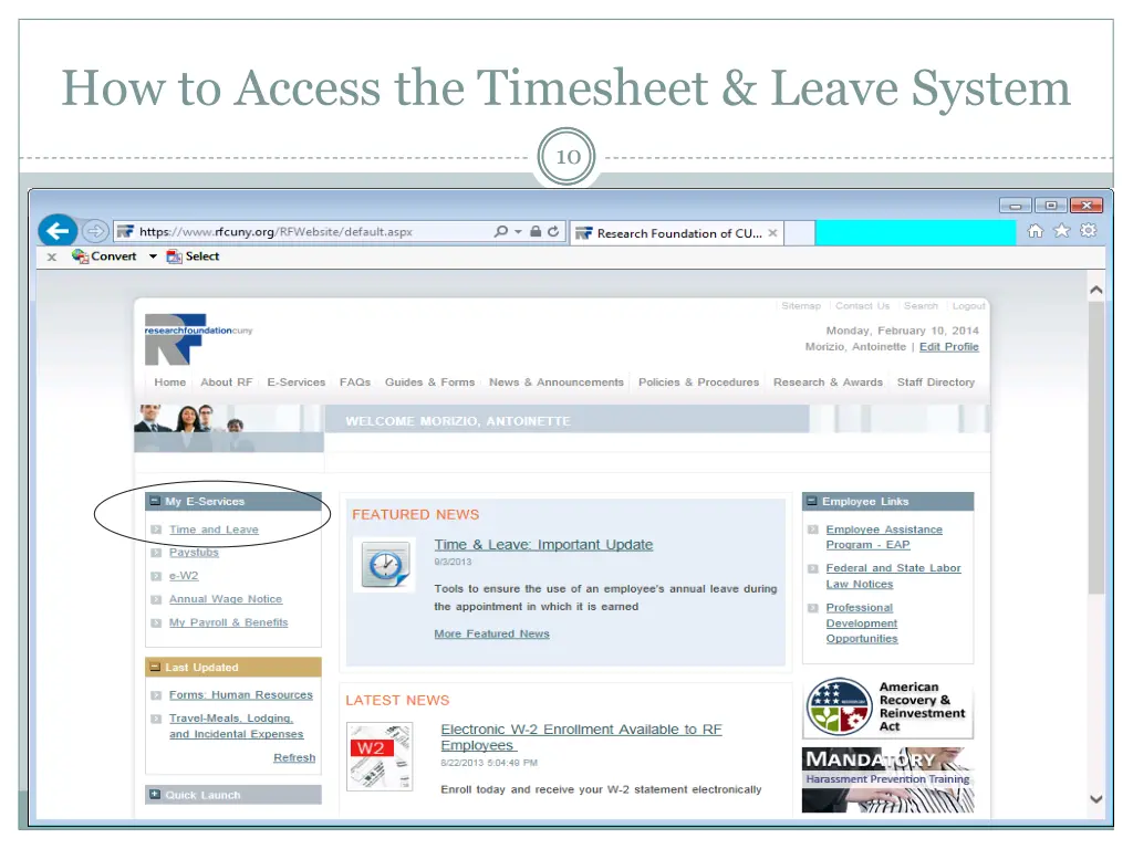 how to access the timesheet leave system 1