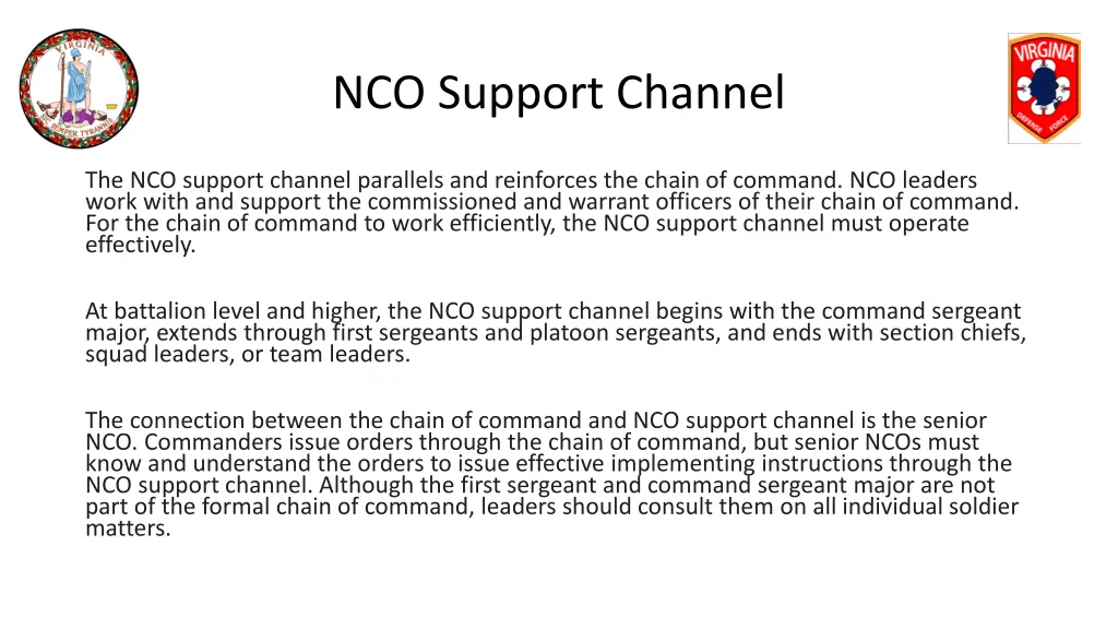 nco support channel