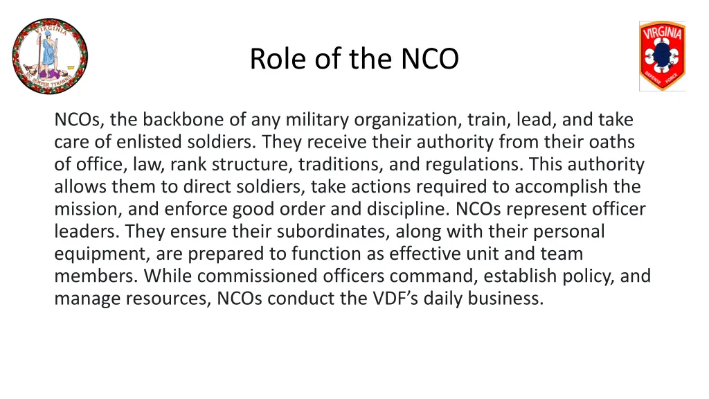 role of the nco