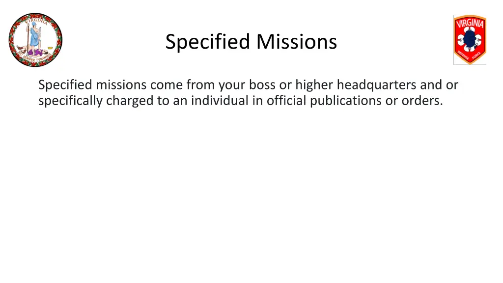 specified missions
