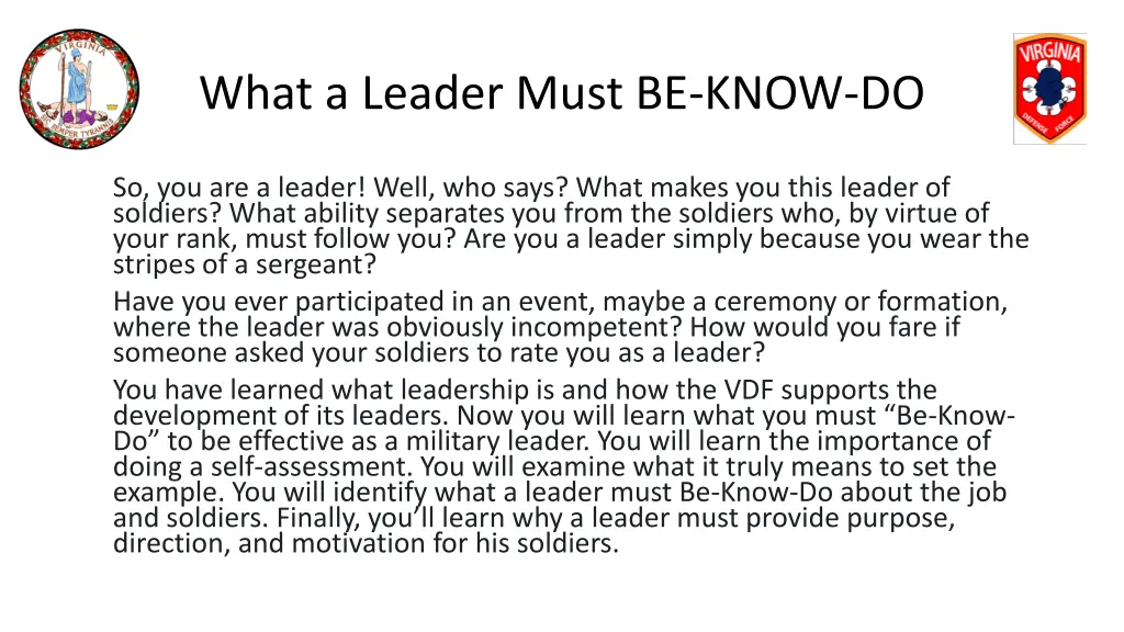 what a leader must be know do