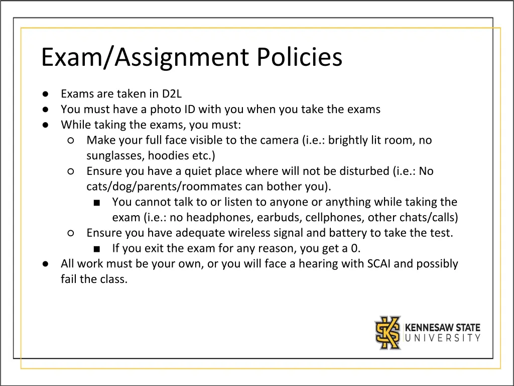 exam assignment policies