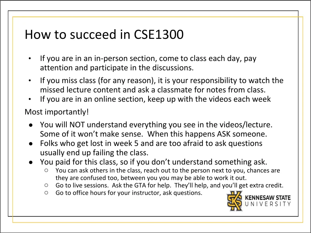 how to succeed in cse1300