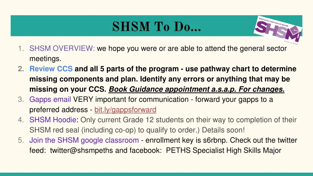 shsm to do