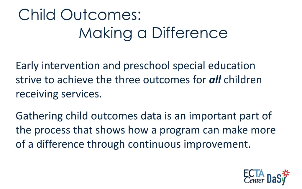 child outcomes making a difference