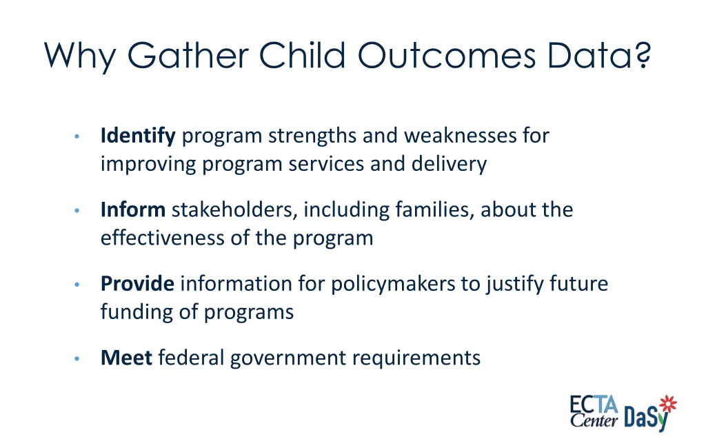 why gather child outcomes data