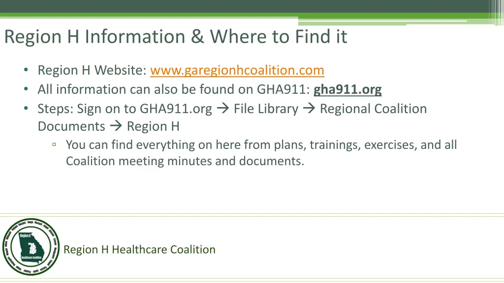 region h information where to find it