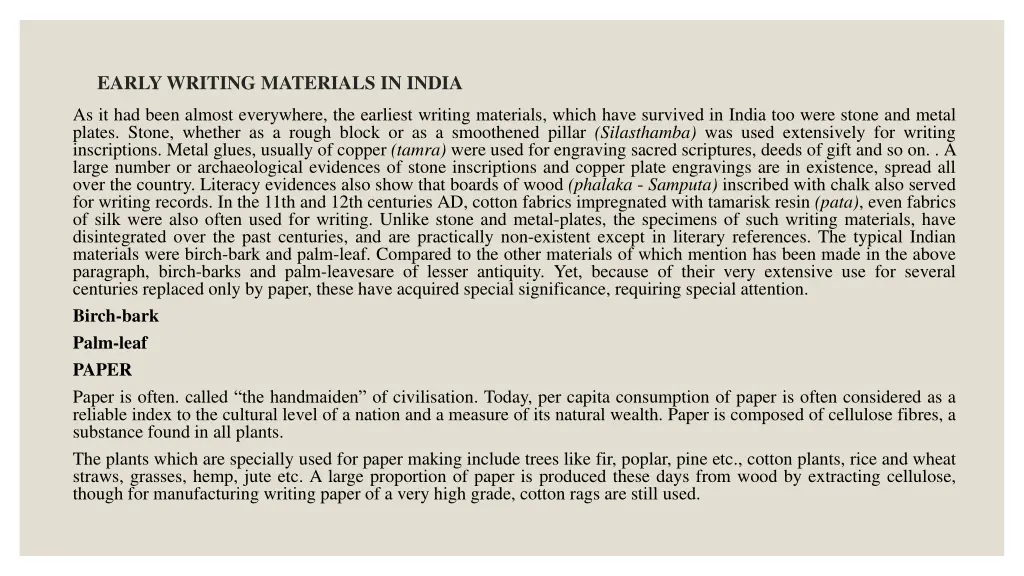 early writing materials in india