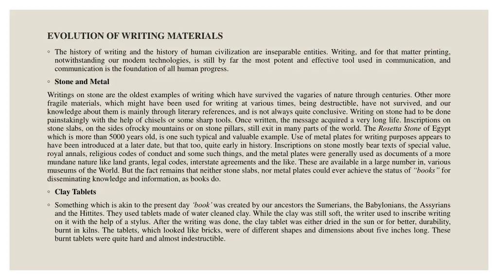 evolution of writing materials