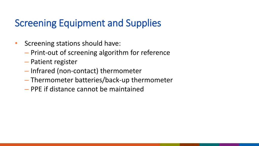 screening equipment and supplies screening