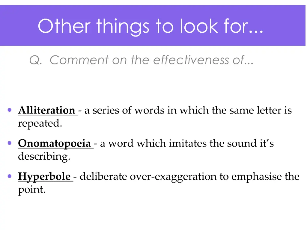 other things to look for 1